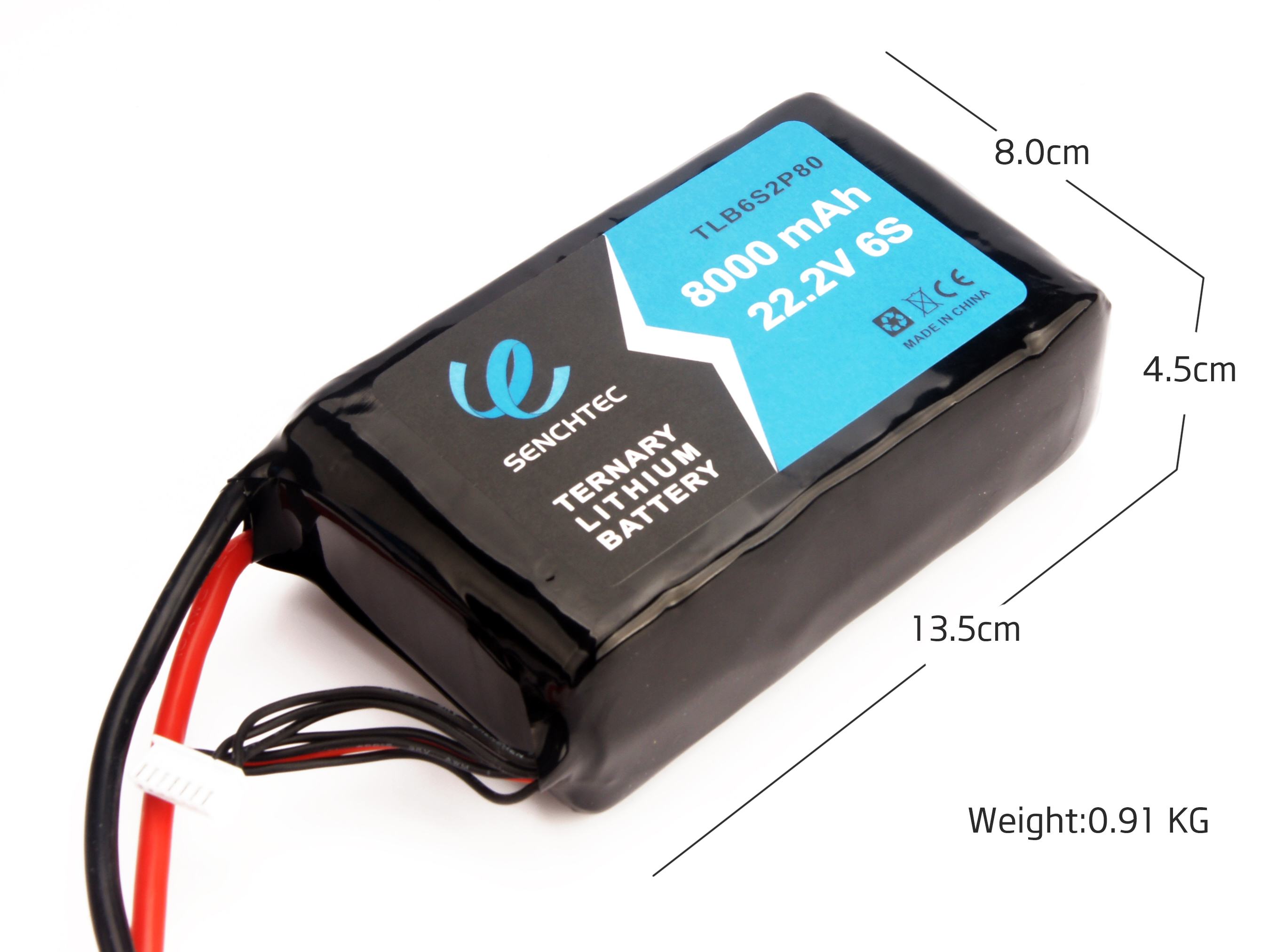 Senchtec 8000 MAh h&aacute;romkomponensű l&iacute;tium akkumul&aacute;tor csomag 22,2 V 6S, nagy teljes&iacute;tm&eacute;nyű &uacute;jrat&ouml;lthető, nagy hat&oacute;t&aacute;vols&aacute;g&uacute; multikopter Quadcopter Uav Fpv drone akkumul&aacute;tor